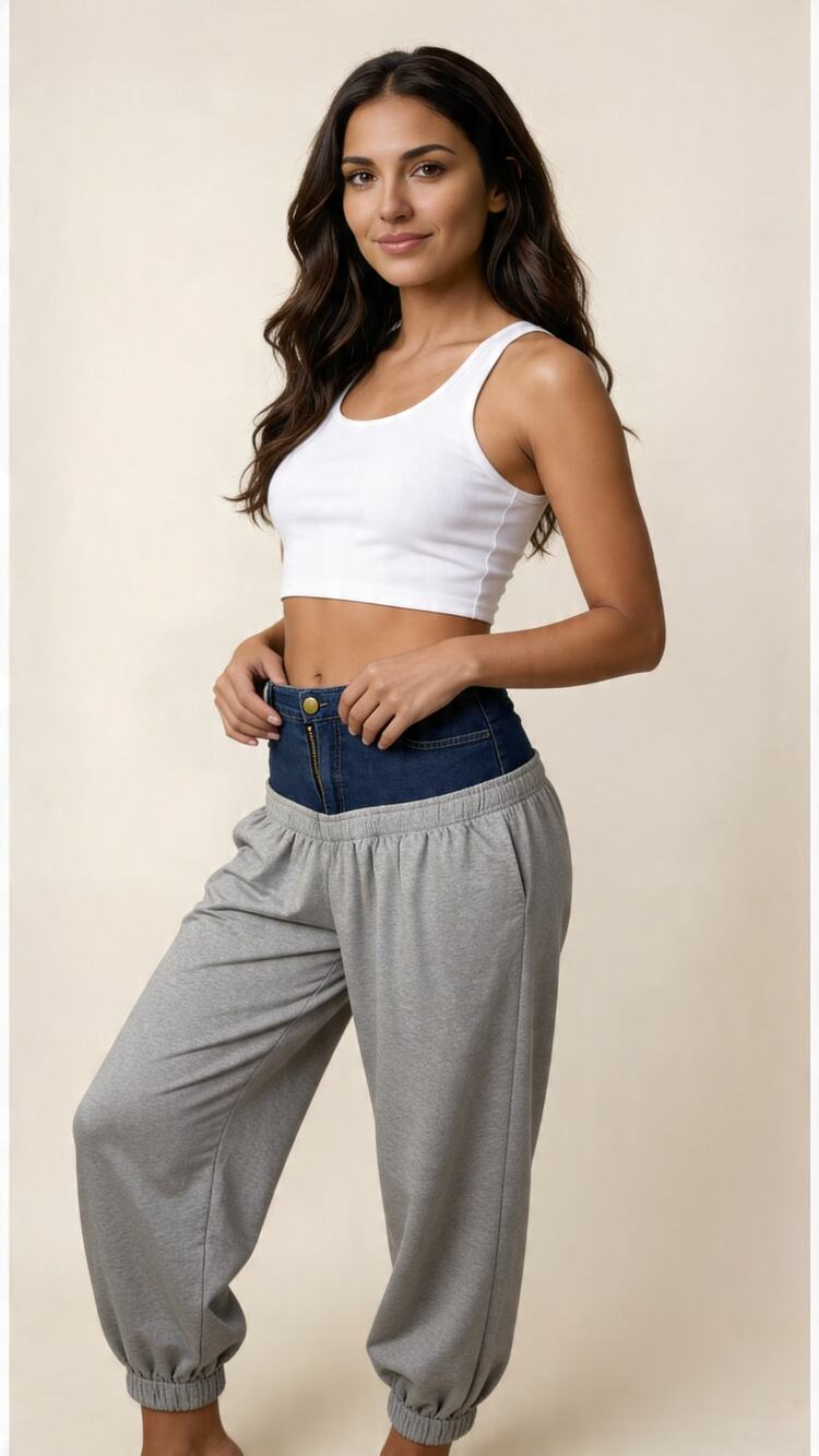 Denim & Grey Jogger Hybrid Jeans
